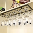 thumbnail image 2 of Hanging Stemware Holder for Kitchen Sitting Room, Durable Metal Frame Wine Glass Rack, Easy Install Under Cabinet, Classic Black Finish, Space Saving for Multiple Glass Types, 2 of 5