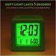 thumbnail image 3 of Reloj despertador digital de viaje fácil de configurar, función de repetición, luz nocturna suave, visualización de hora, mes, fecha y alarma en pantalla grande (verde), 3 of 5