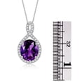 thumbnail image 4 of RYLOS Necklace White Gold 14K Halo Designer Necklace Gemstone &  Diamonds Pendant with 18" Chain 12X10MM Amethyst February Birthstone Womens Jewelry Gold Necklace, 4 of 7
