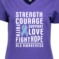 thumbnail image 4 of Inktastic ALS Awareness Strength Courage Support Women's V-Neck T-Shirt, 4 of 5