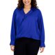 thumbnail image 1 of Calvin Klein Womens Faux-Wrap Wrap Blouse, medblue, Plus Size, 2X, 1 of 1