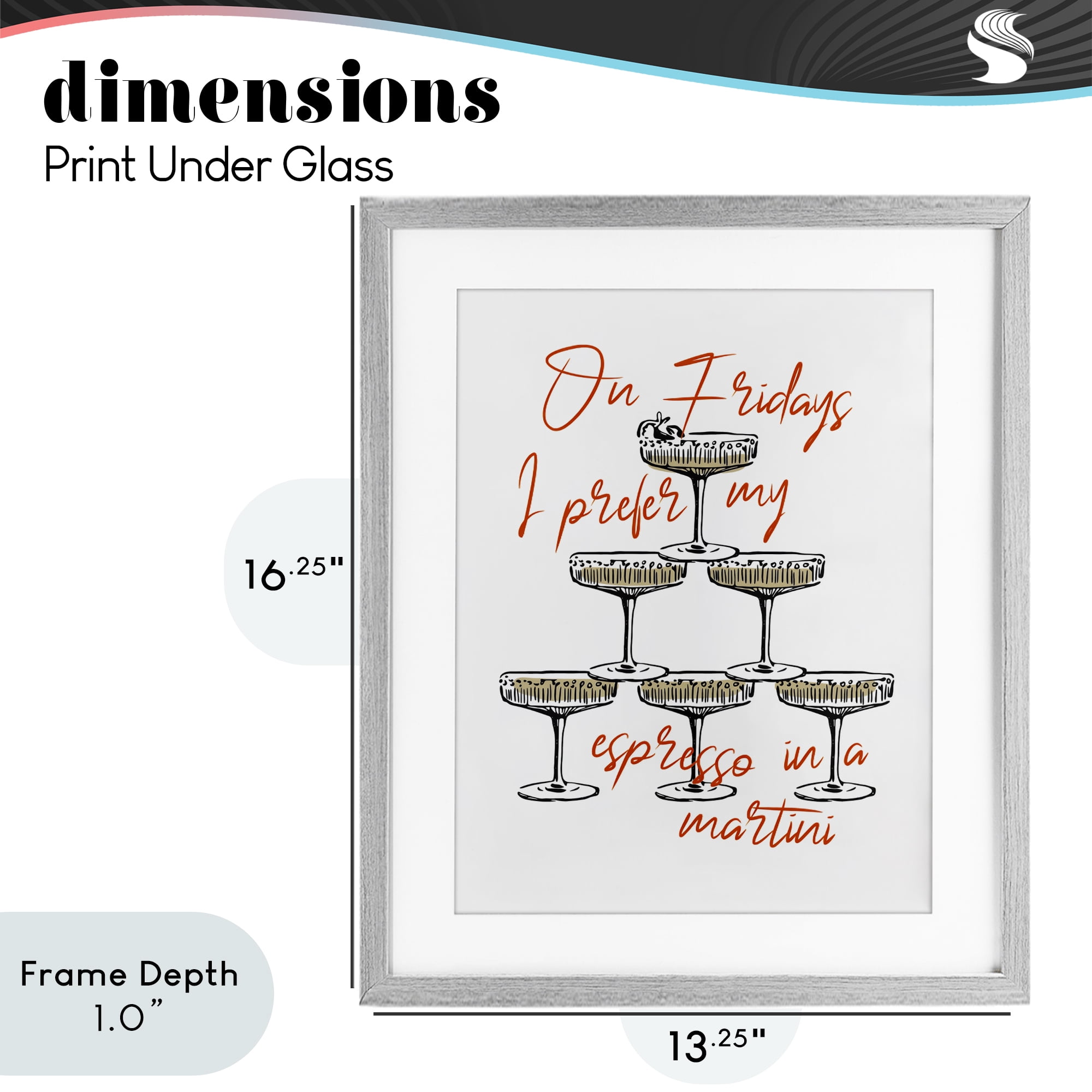 Stupell Industries On Fridays Espresso Martini Gray Framed Print Under Glass, design by The Prints Vibe