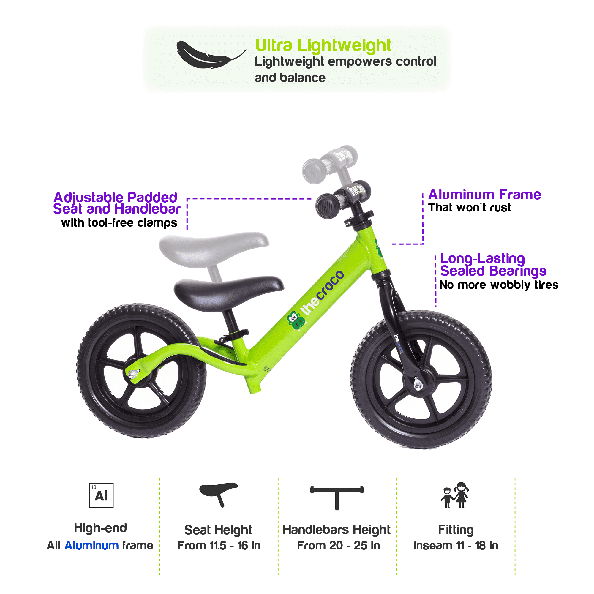 thecroco lightest aluminum balance bike