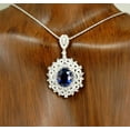 thumbnail image 3 of 2.50Ct Oval Cut Blue Sapphire Halo Pendant 14k White Gold Plated Free Chain, 3 of 10