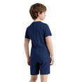 thumbnail image 2 of Raenseen Girls Boys Special Needs Romper Adaptive Clothing Short Sleeve Back Invisible Zipper Jumpsuit Dark Blue 16, 2 of 5