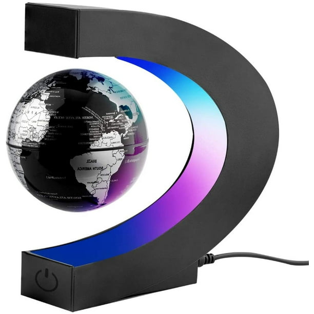 Greswe C Shape Magnetic Levitation Floating World Map Globe With Led Display Prop, Rotating Earth Globe Sphere, Home Decor Office