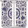 thumbnail image 2 of Mexican Traditional Curtains Talavera Style Beige Mexican Floral Mexico Print Curtain with Rod Pocket for Bedroom Living Room Home Decor Drapes Window Treatments 53"W x 96"L (Pack of 2), 2 of 6
