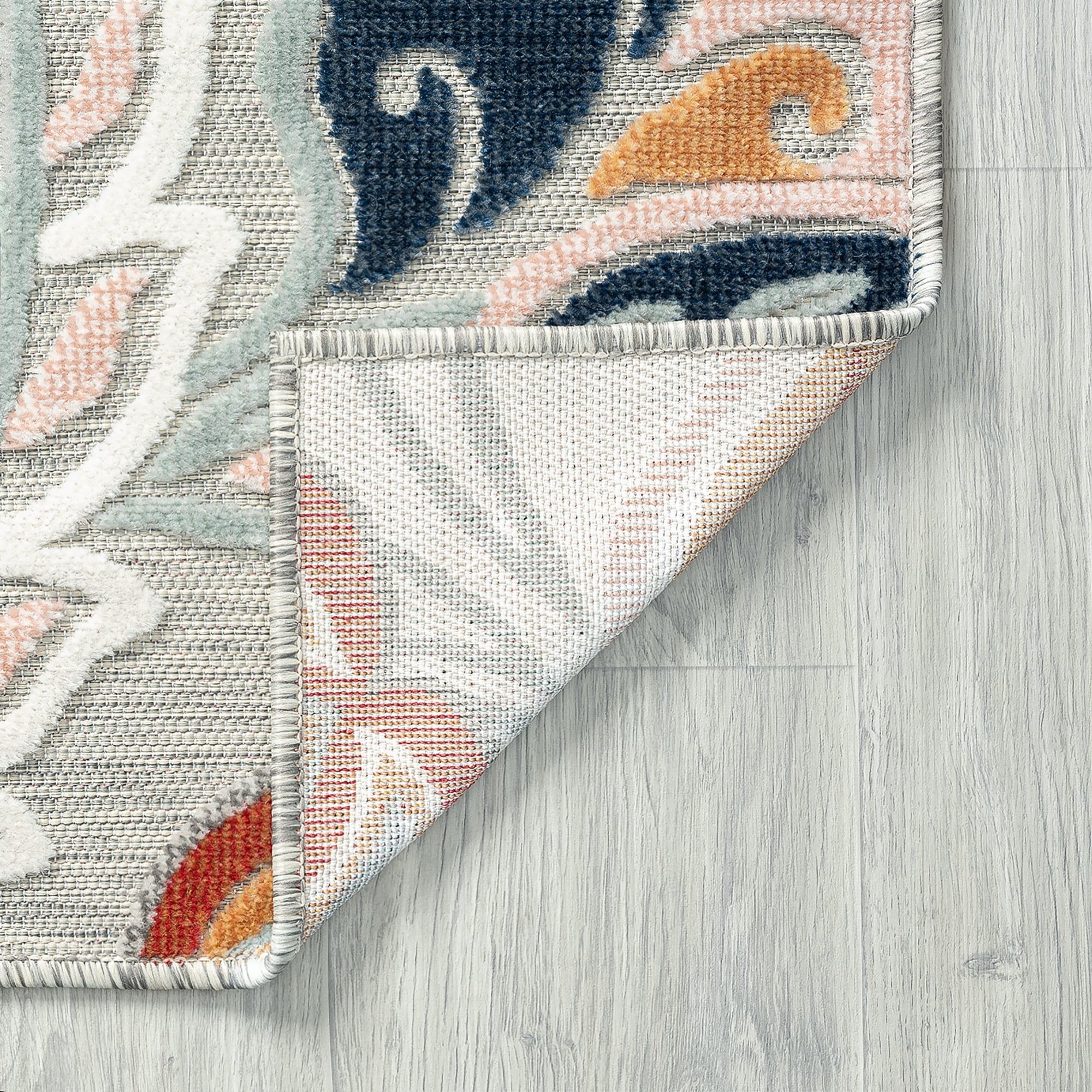Bliss Rugs Floral Indoor Outdoor Rug Water Resistant Runner Rug for Patio, Hallway, Entryway, Deck, Gray ,2' x 8'