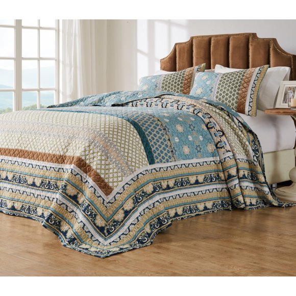 Thalia Blue Bedspread Set 3-Piece King/Cal King