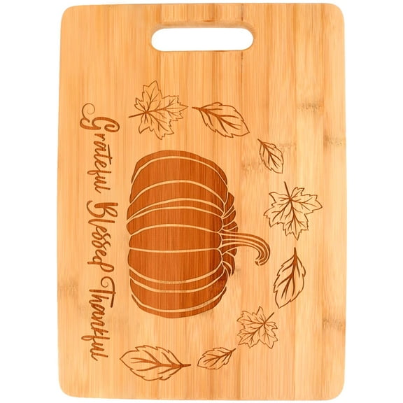 ThisWear Fall Decorations for Home Grateful Blessed Thankful Fall Themed Pumpkin Big Rectangle Bamboo Cutting Board