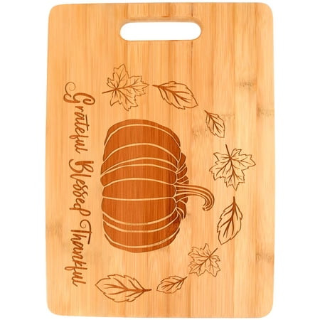 

ThisWear Fall Decorations for Home Grateful Blessed Thankful Fall Themed Pumpkin Big Rectangle Bamboo Cutting Board
