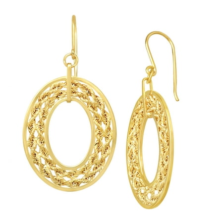 Simply Gold Roped Oval Drop Earrings in 14kt Gold