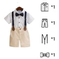 thumbnail image 2 of LYMAYTER Toddler Boys Formalwear Outfits Gentleman Wedding Suits Set Stripes Short Shirt/Bowtie/Suspender, 2 of 8