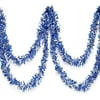 Blue and Silver Metallic Tinsel Twist Garland 4 inches Wide x 25 ft Long, Parade Float Decorations for Trailer Or Golf Cart, Metallic Tinsel Garland, Christmas Garland Décor for Home and Party