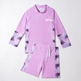 thumbnail image 4 of hengsof Girls 2 Piece Swimsuit Sporty Conservative Long Sleeve Swimsuit Shirt with Boxer Shorts Summer Surf Swimsuit Set 3-14Y, 4 of 4
