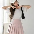 thumbnail image 4 of Women Tennis School Uniform High Waist Pleated Skirt Side Zipper Solid Color A Line Ruffle Short Skirts for Schoolgirl, 4 of 8