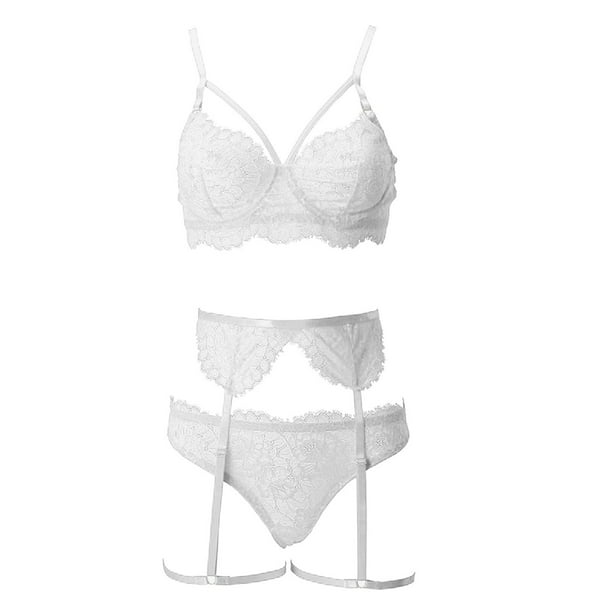 Fesfesfes New Women Lingerie Sets Sexy Lingerie Set Plus Size Wireless Bra  Underwear With Garter M-3XL On Sale
