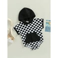thumbnail image 3 of Bagilaanoe Newborn Baby Girls Boys Summer Romper Tops Short Sleeve Checkerboard Print Casual Hooded Bodusuit 6M 12M 18M 24M Pullover, 3 of 7