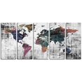 thumbnail image 2 of Original by BoxColors Xlarge 30"x 70" 5 Panels 30x14 Ea Art Canvas Print Watercolor Old Map World Push Pin Travel Wall decor (framed 1.5" depth) M1809, 2 of 6
