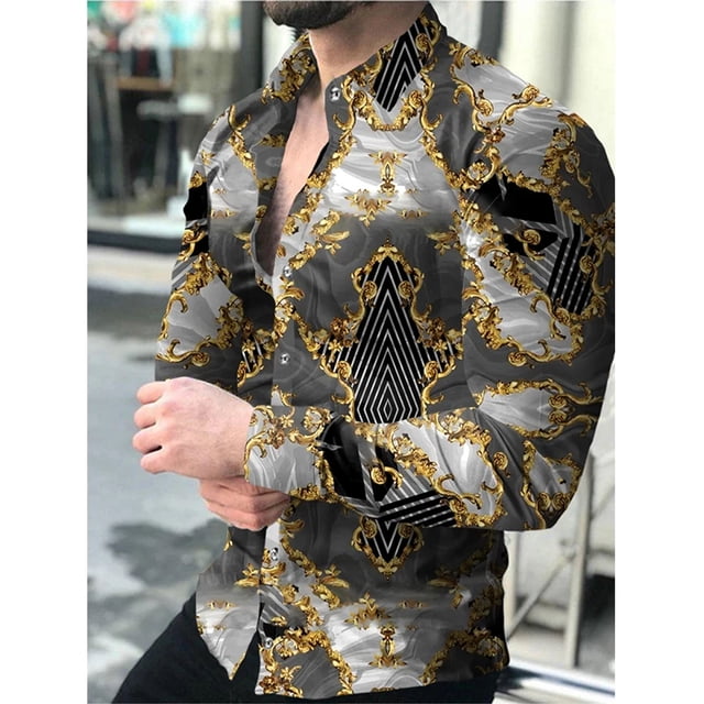Chemise Homme Rétro Rue Printemps/été Automne/hiver Mode Imprimé 3D Chemise Homme Manches Longues Bouton Haut