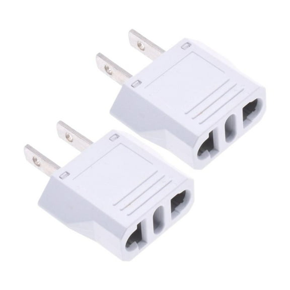 European to US Plug Adapter, American Standard Two Flat, CE Certified, Environmental Protection, Black/White Set