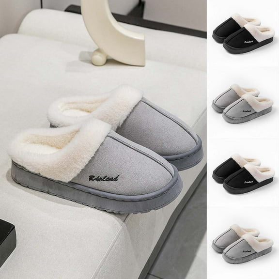 Puntoco Slippers for Women, Womens Slippers Indoor Outdoor with Memory Foam, Cozy & Warm House Slippers for Woman with Anti-Slip Rubber Sole Gray 44