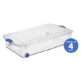 thumbnail image 1 of Sterilite Boîte à loquets de 47 L avec roues, boîte de rangement en plastique transparent avec couvercle et loquet bleu - 4 PK, 1 of 6