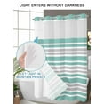 thumbnail image 4 of No Hook Cloth Fabric Shower Curtain with Snap in Liner, Turquoise Stripes Waterproof Shower Curtains Set with See Through Top Window, Modern Minimalist Horizontal Lines Bath Curtains Shower 72"x84", 4 of 6