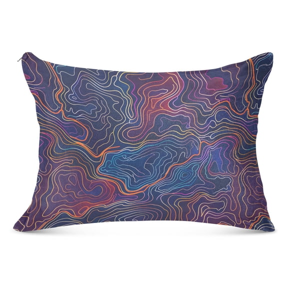 Neon Topography Lines Plush Pillow Cases Standard Size Ultra Soft Warm Pillowcases with Zipper 20"x26"