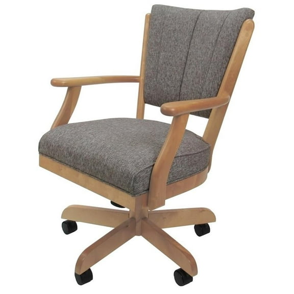 Classic Caster Solid Wood Dining Chair - Mojave Gray Fabric - Natural Frame