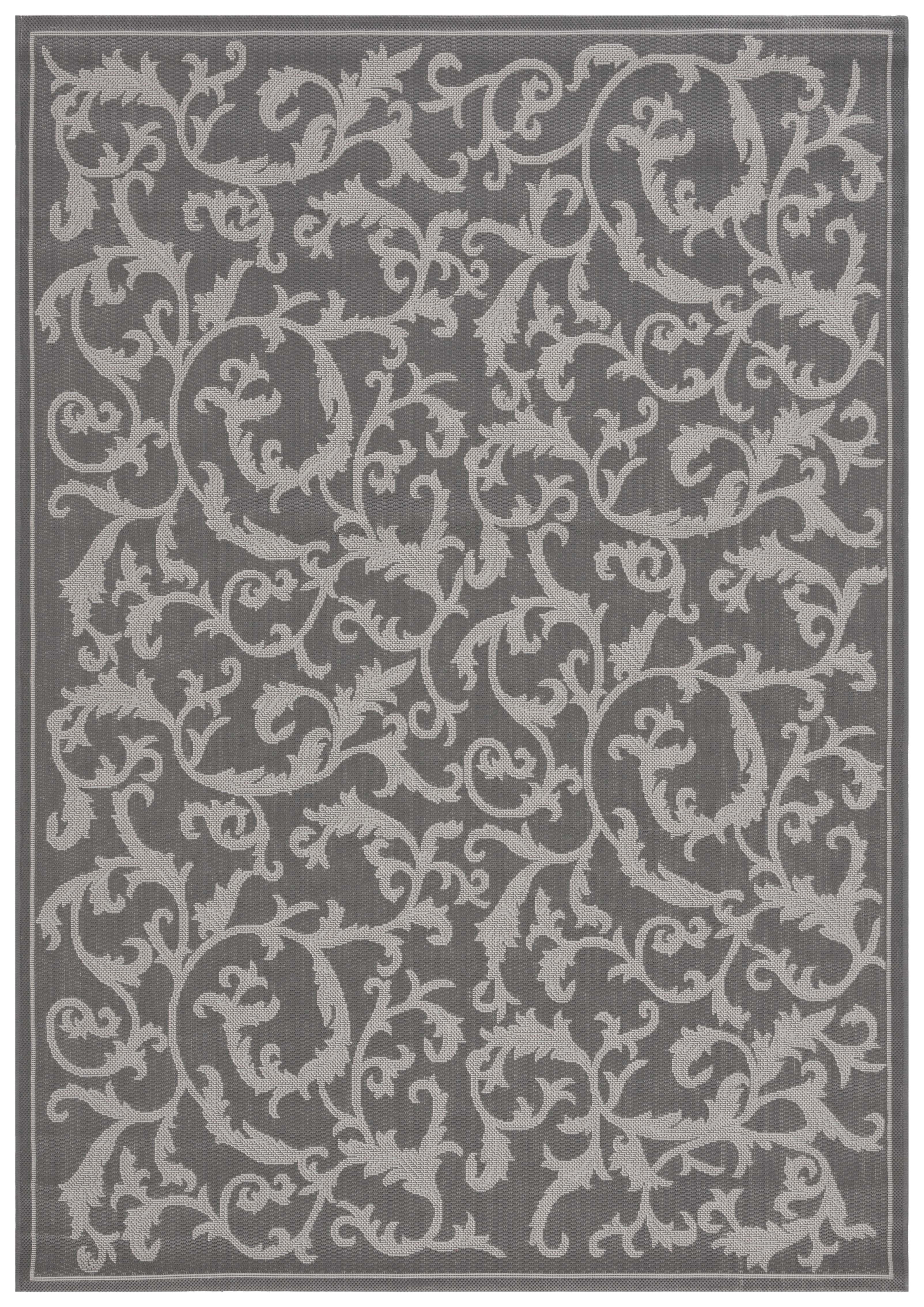 Safavieh Courtyard Ava Floral Indoor/Outdoor Area Rug, Anthracite/Light Gray, 5'3" x 7'7"