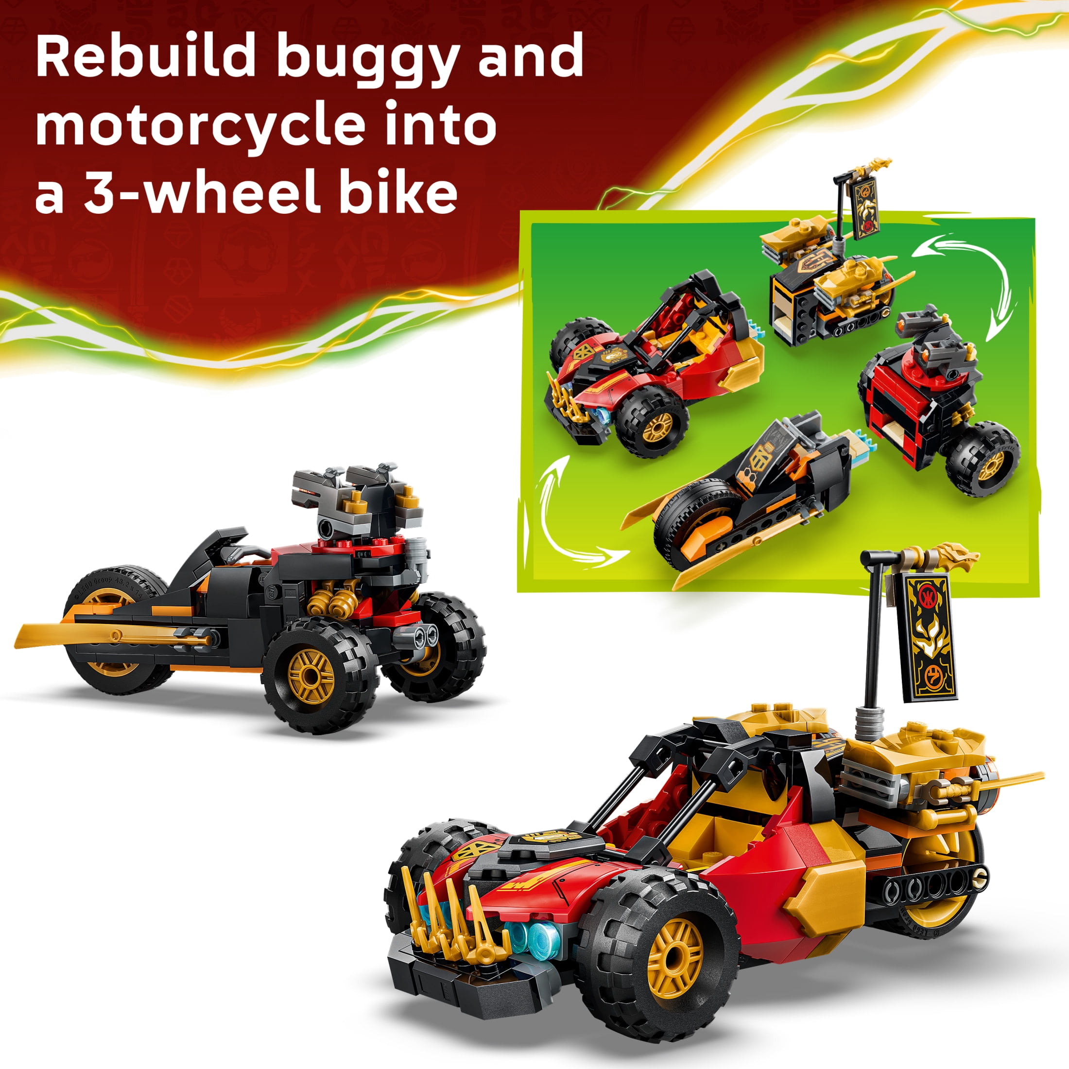 LEGO NINJAGO Kai and Cole's Combiner Vehicles - Building Toy for
