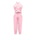 thumbnail image 4 of mihongmao Dressy Outfits for Ladies Club Sets Women Stand Collar Sleeveless Tops High Waist Ankle Strap Overalls Suit Pink XL, 4 of 6