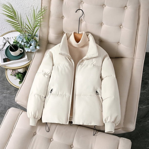Chaqueta de algodón con cuello alto engrosado, chaqueta de algodón holgada para estudiantes y mujeres