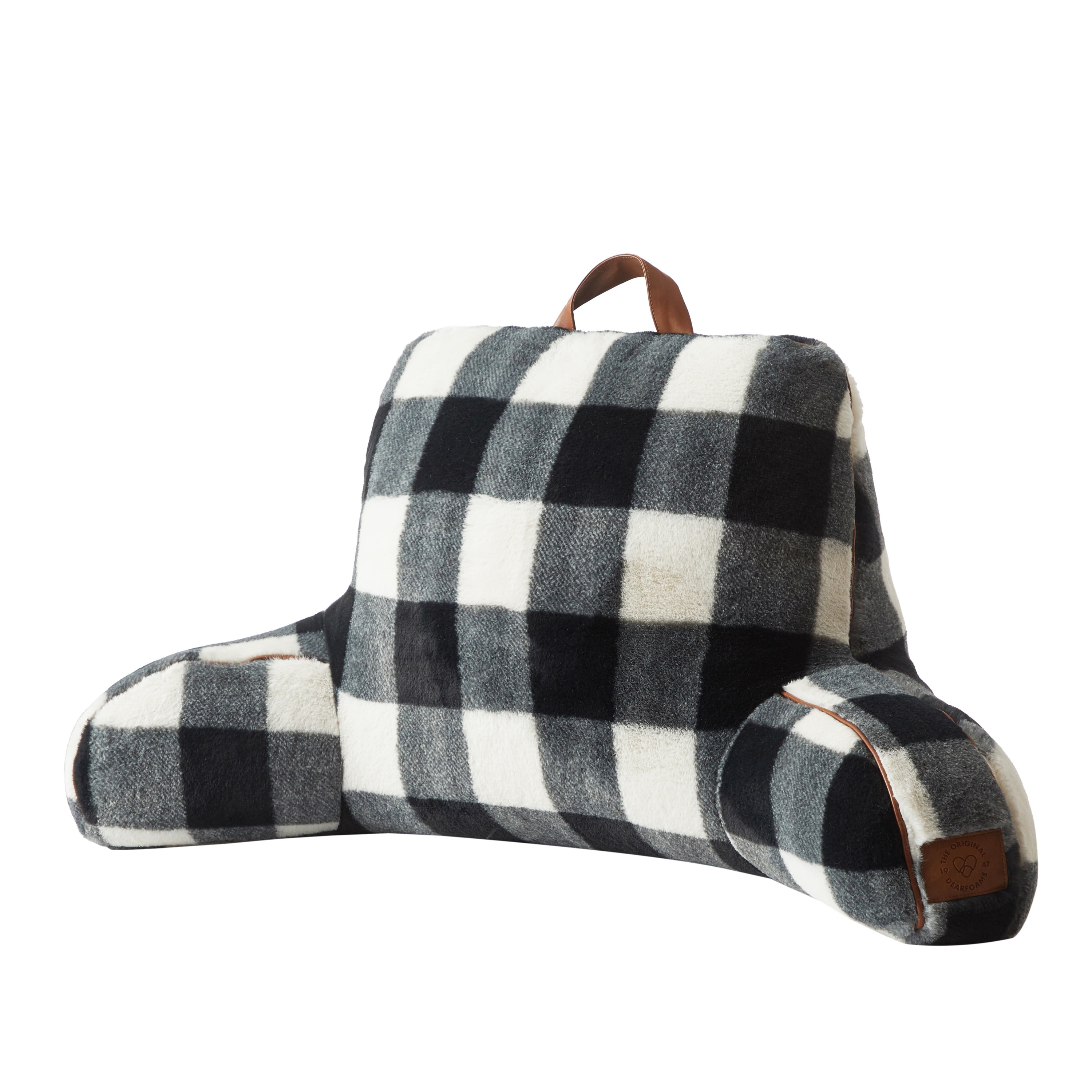 Dearfoams Backrest with Leather Piping, Black and White, Fur