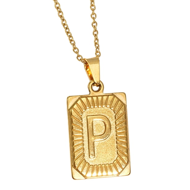 Collar con colgante de letra cuadrada Yinane para aniversario y fiesta del Día de San Valentín