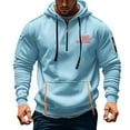 thumbnail image 3 of qucoqpe Mens Trendy Quarter Zip Sweatshirt Fall Fashion Color Block Pullover Hoodies Casual Drawstring Sports Hooded Sweatshirts for Men, 3 of 6
