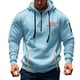thumbnail image 1 of Sudadera con capucha para hombre, con estampado de bolsillo, media cremallera, cordón ajustable, informal, deportiva, de manga larga, blusa de poliéster, 1 of 5