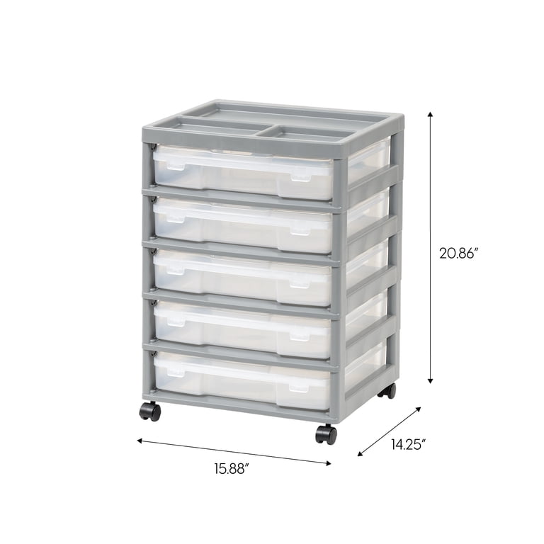 IRIS USA 5-Case Craft Storage Cart with Organizer Top photo 2