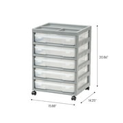 IRIS 5-Case Craft Storage Cart with Organizer Top and wheels for Scrapbooking, Gray