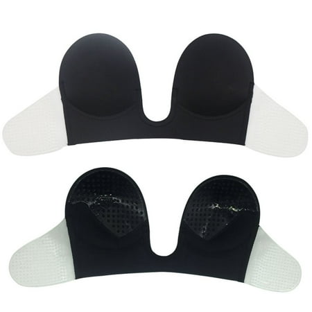 

Wedding Party Self-adhesive Sticky Strapless Push Up Bra Underwear Brassiere Deep U Bra BLACK D B-D