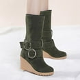 thumbnail image 2 of Mepaouo Womens Slouch Mid Calf Boots Fleece Lined Low Wedges Suede Walking Dressy Boots for Women, 2 of 8