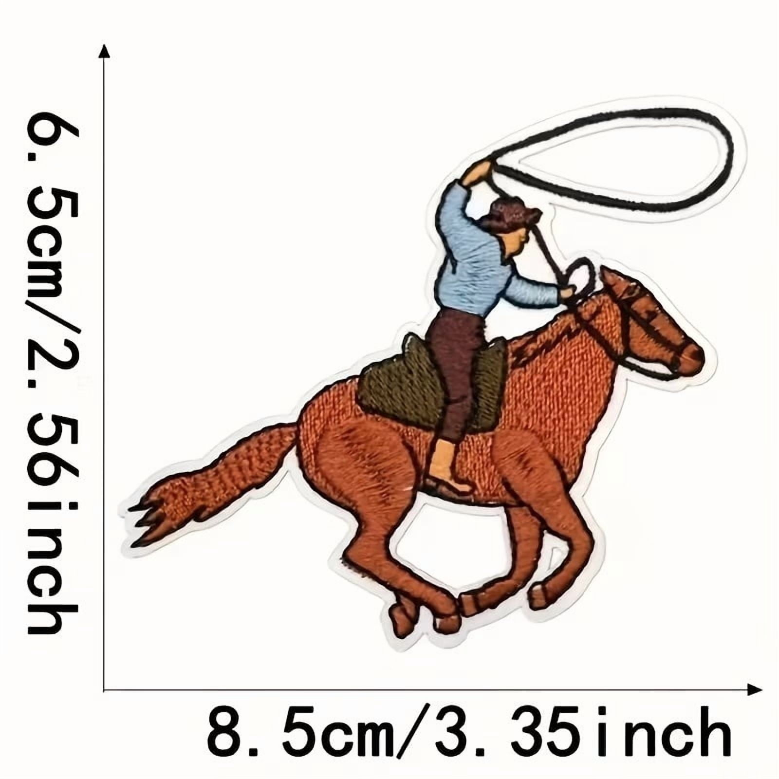 Set of 2 Western Cowboy Embroidered Fabric Patches for Clothing, Hats, and Bags - Iron or Sew On Decorative Embroidery Patches