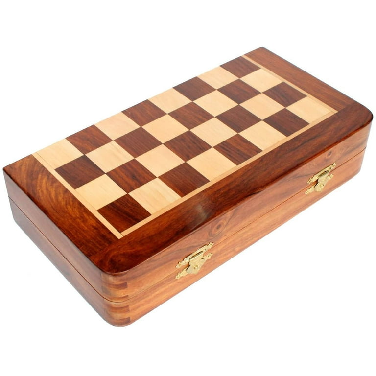 StonKraft 14 X 14; Collectible Wooden Folding Chess Game Board Set+ Brass  Staunton Figure Pieces