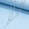 thumbnail image 3 of Silver Layered Bar And Teardrop Necklace With Cubic Zirconia, 3 of 3