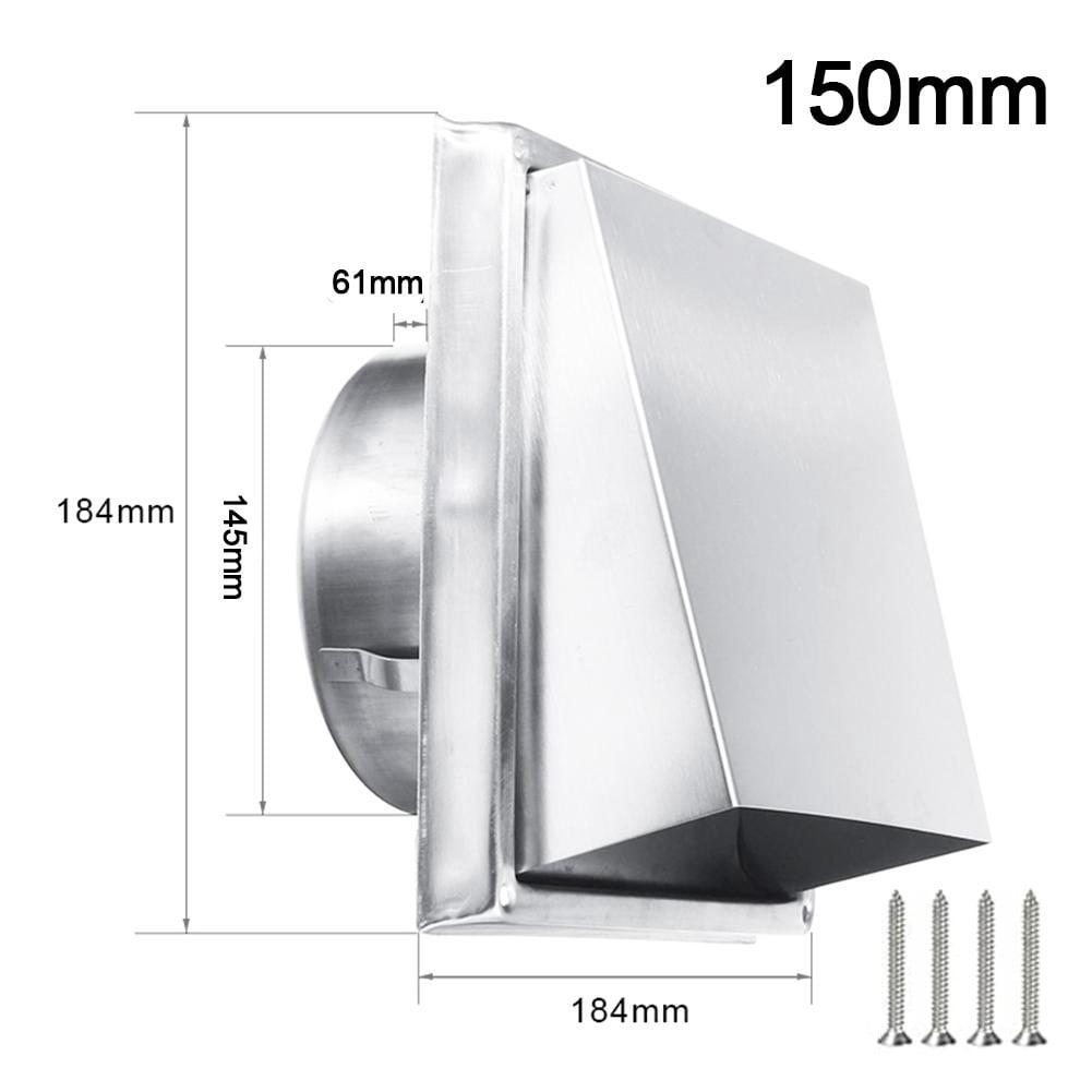 AFQH Stainless Steel Square Extractor Fan Duct Vent Mesh Cover Screw Sealing Ring Set