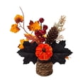 thumbnail image 2 of Mini Artificial Thanksgiving Pumpkin Maple Leaf Potted Plants, Realistic Fall Autumn Greenery Tabletop Ornament, Small Faux Plants Decor for Home Office Desk Indoor Holiday, 2 of 7