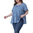 thumbnail image 4 of Blusa de peplum con volantes en las mangas y cuello redondo para mujer de tallas grandes Agnes Orinda 2X azul, 4 of 6