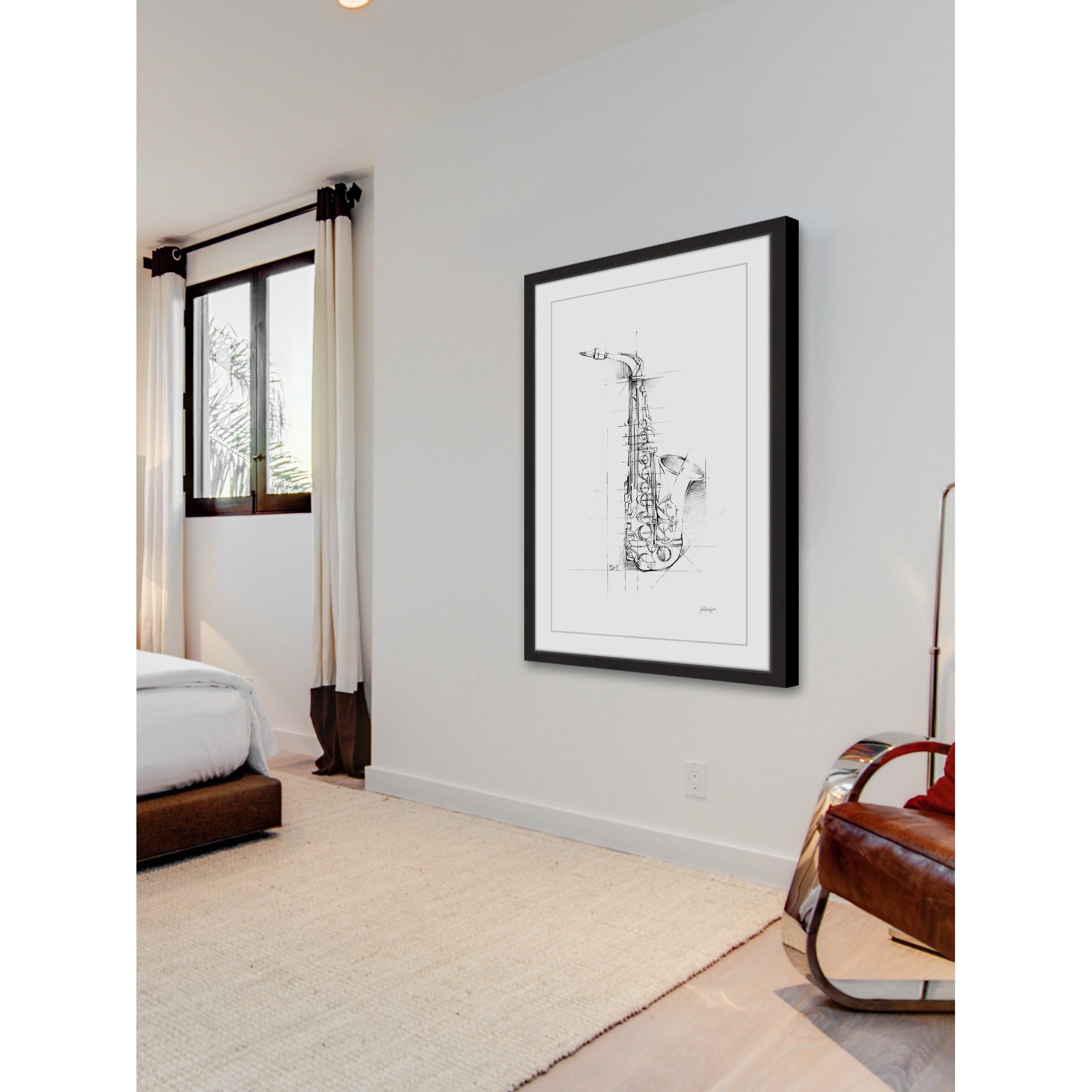 MARMONT HILL  - 'Saxaphone Sketch' Framed Painting Print - Multi-Color 24 x 36