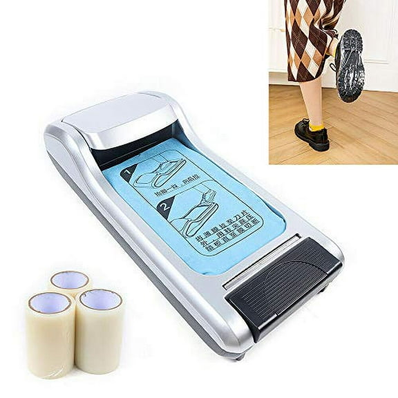 Ethedeal Shoe Film Machine - Portable Automatic Shoe Cover Dispenser for Home& Office   Shoe Membrane 3 rolls (Silver)